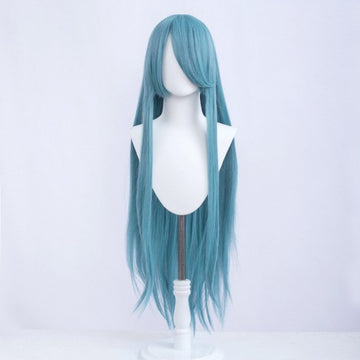 Long wig 100 cm - Blue/Grey - Long bangs