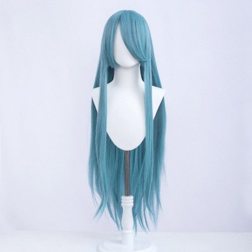 Long wig 100 cm - Blue/Grey - Long bangs