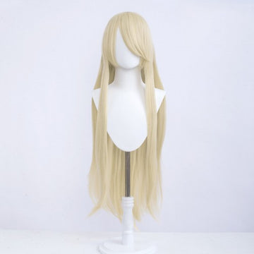 Perruque longue 100 cm -  Blonde cendrée - Frange longue