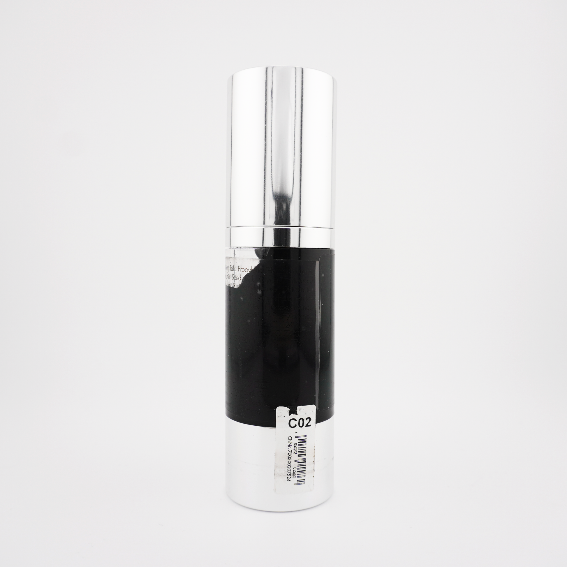 Vue arrière du Bodypaint Kiomi AquaCream C02 – bouchon noir fermé, étiquette visible avec informations sur la composition et conseils d’utilisation.