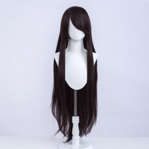 Long wig 100 cm - Dark brown - Long bangs