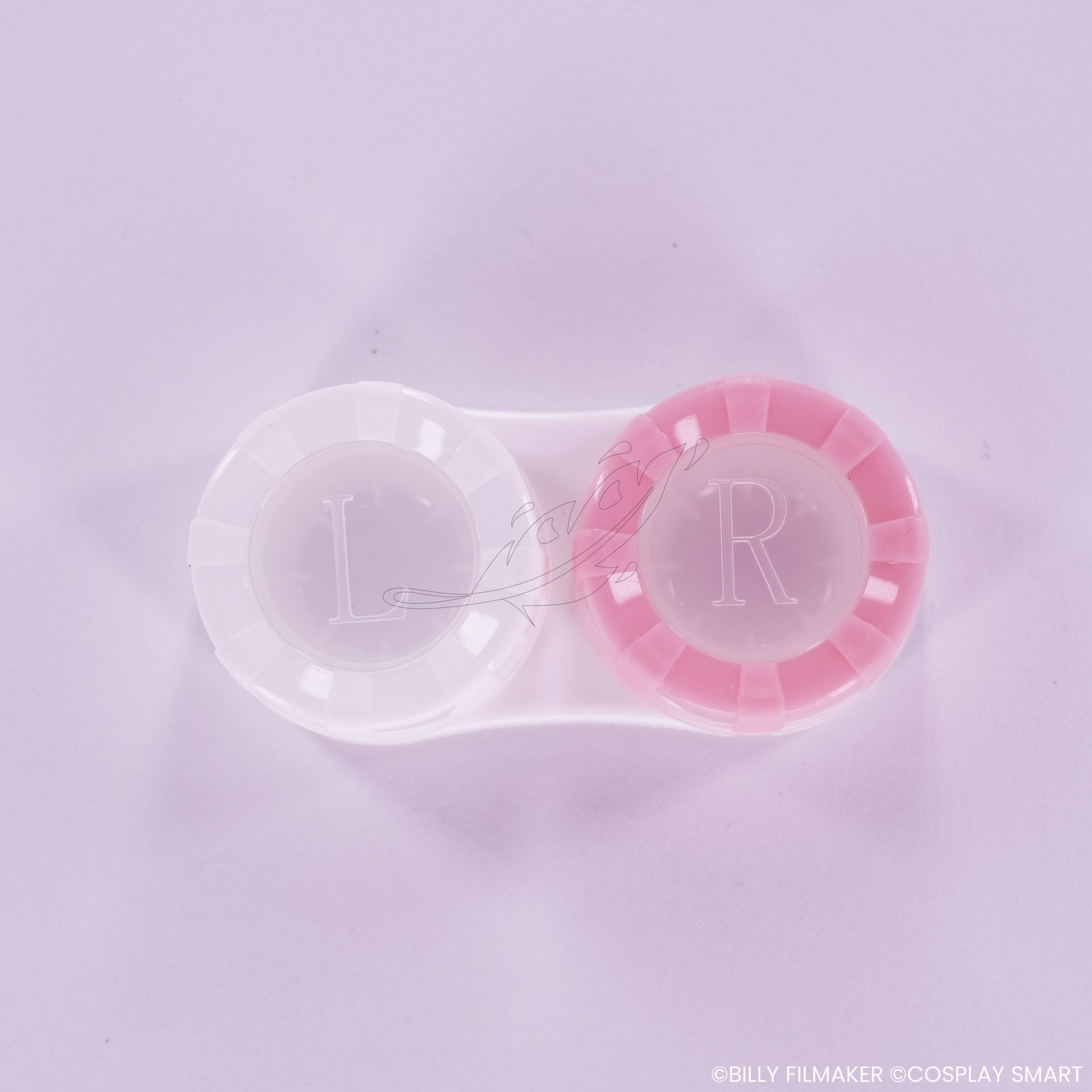 Boîte à lentilles rose et blanche