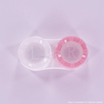 Boîte à lentilles rose et blanche