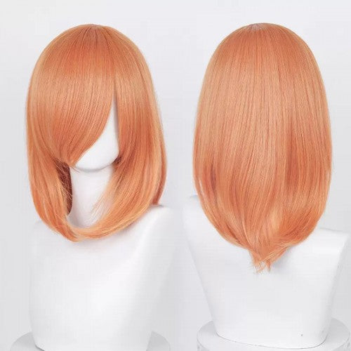 Perruque Courte Synthétique Rousse Orange Avec Frange - Longueur 40cm, Bonnet Taille Moyenne +4