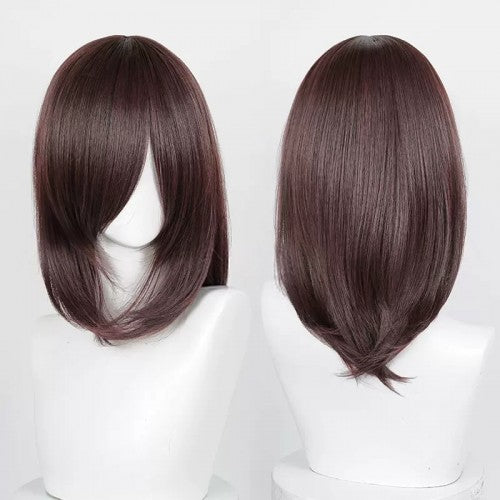 Mid-length wig 40 cm - Dark brown Long bangs