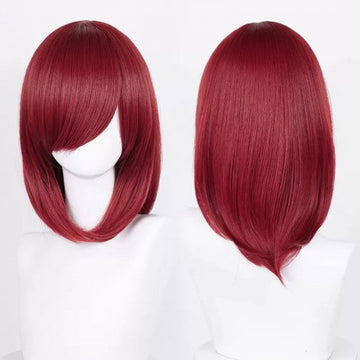 Mid-length wig 40 cm - Wine red Long bangs