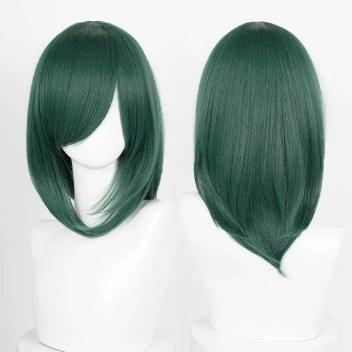 Mid-length wig 40 cm - Dark green Long bangs