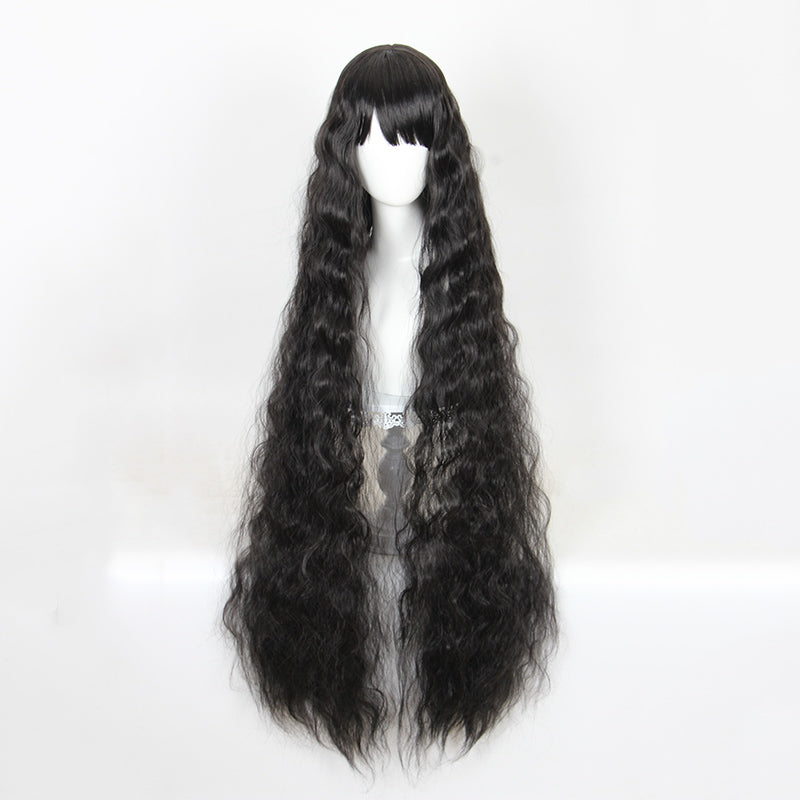 Perruque longue 120 cm - Noire  - Ondullée
