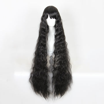 Perruque longue 120 cm - Noire  - Ondullée