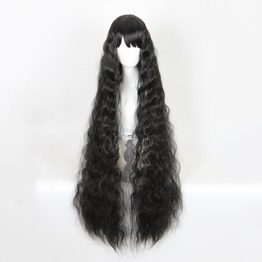Perruque longue 120 cm - Noire  - Ondullée