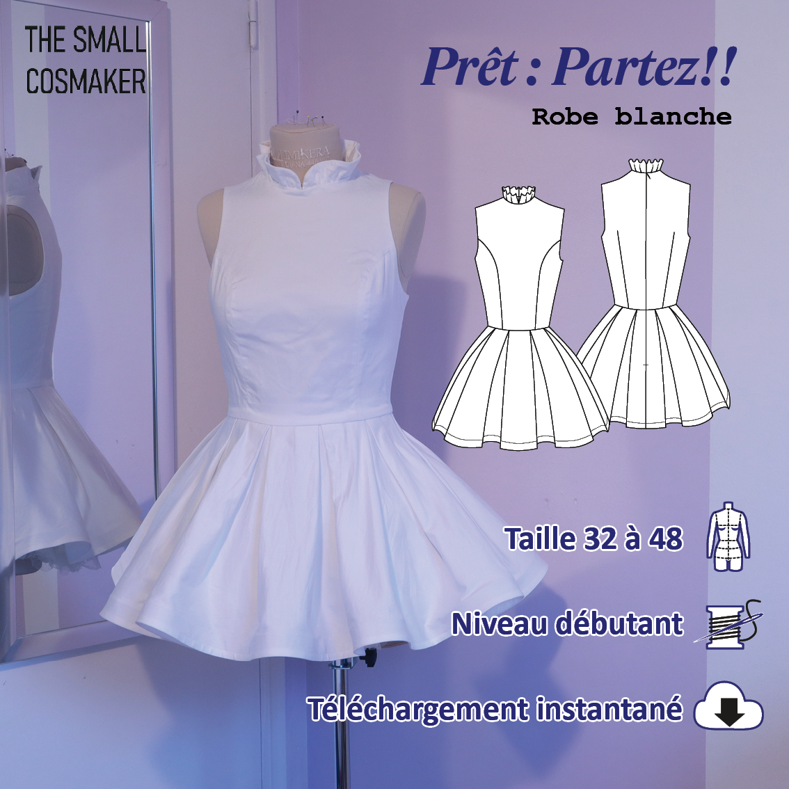 Patron Cosplay Idol – Prêt - Partez!! – Robe blanche – PDF Couture - Français - vue 1