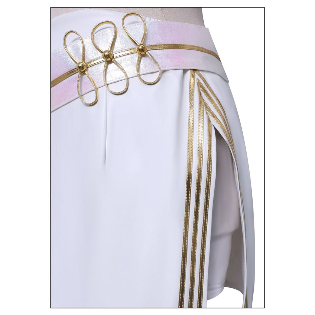 Détail du costume Mira Kpop Demon Hunter blanc finition tenue idol