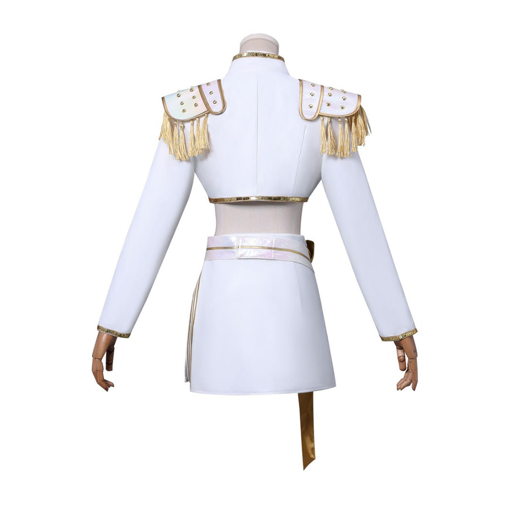 Costume Mira Kpop Demon Hunter blanc vue arrière tenue scène Kpop