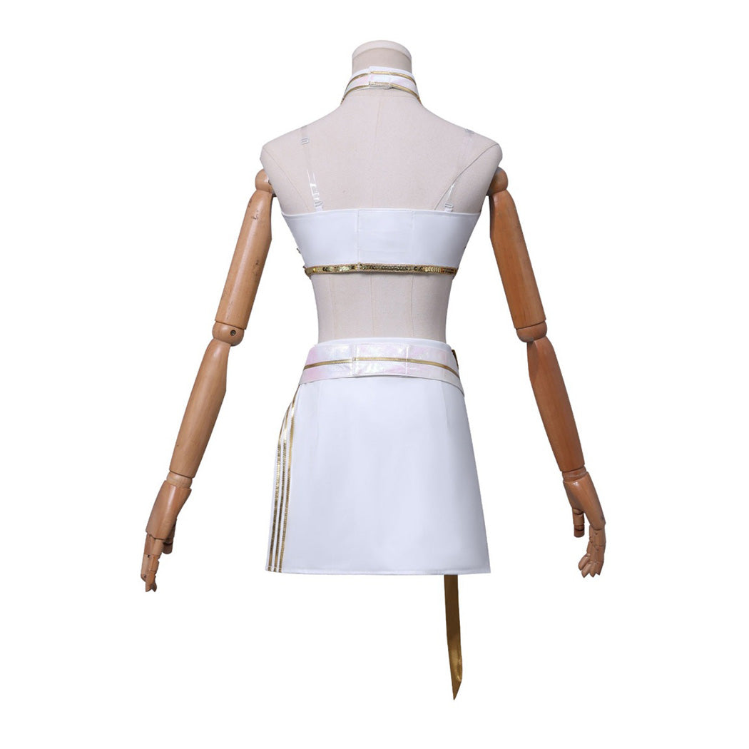 Costume Mira Kpop Demon Hunter blanc vue arrière tenue scène Kpop