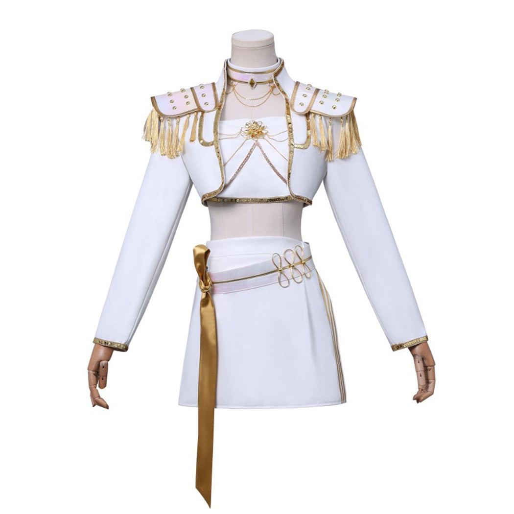 Tenue blanche Mira Kpop Demon Hunter vue de face cosplay idol