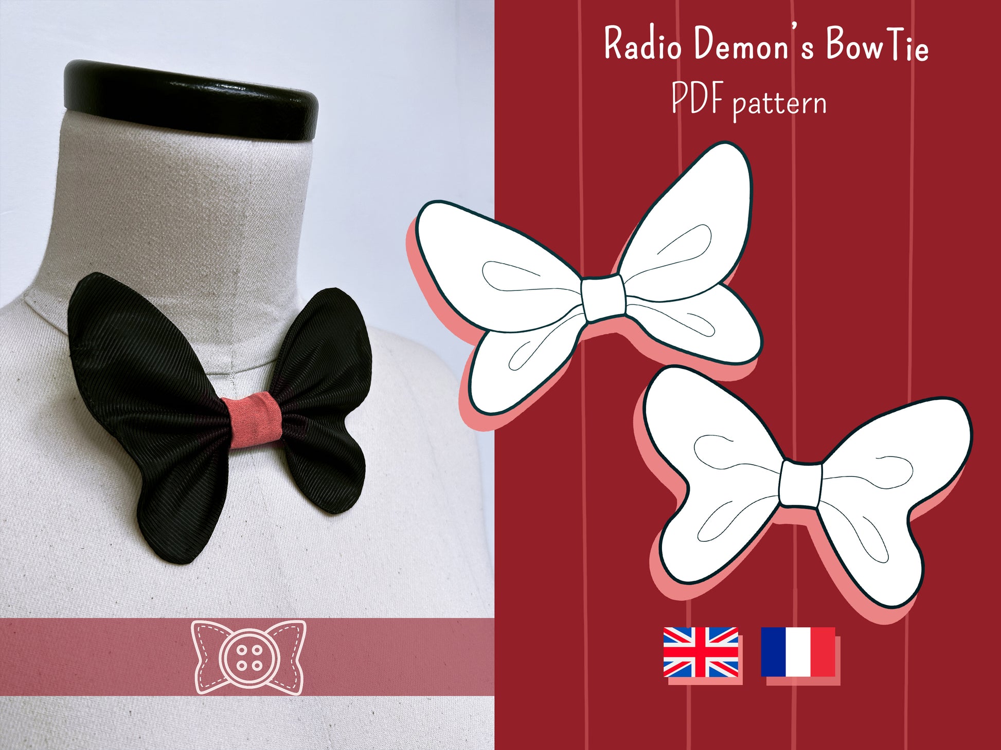 Patron Cosplay PDF - Noeud papillon Démon de la Radio - Filibert Patterns - vue 1