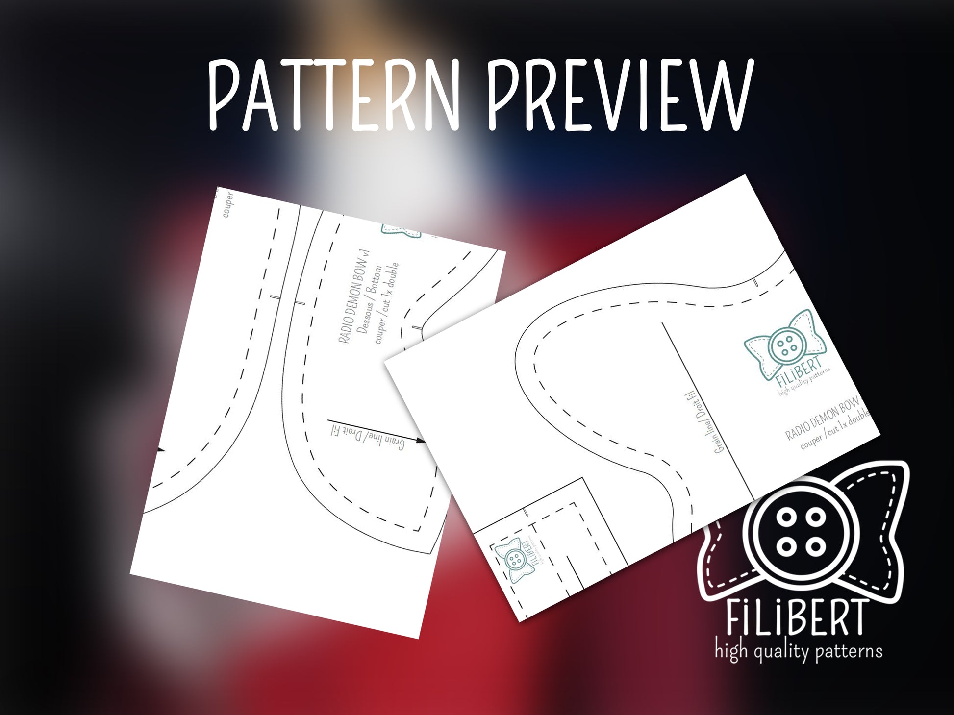 Patron Cosplay PDF - Noeud papillon Démon de la Radio - Filibert Patterns - vue 4