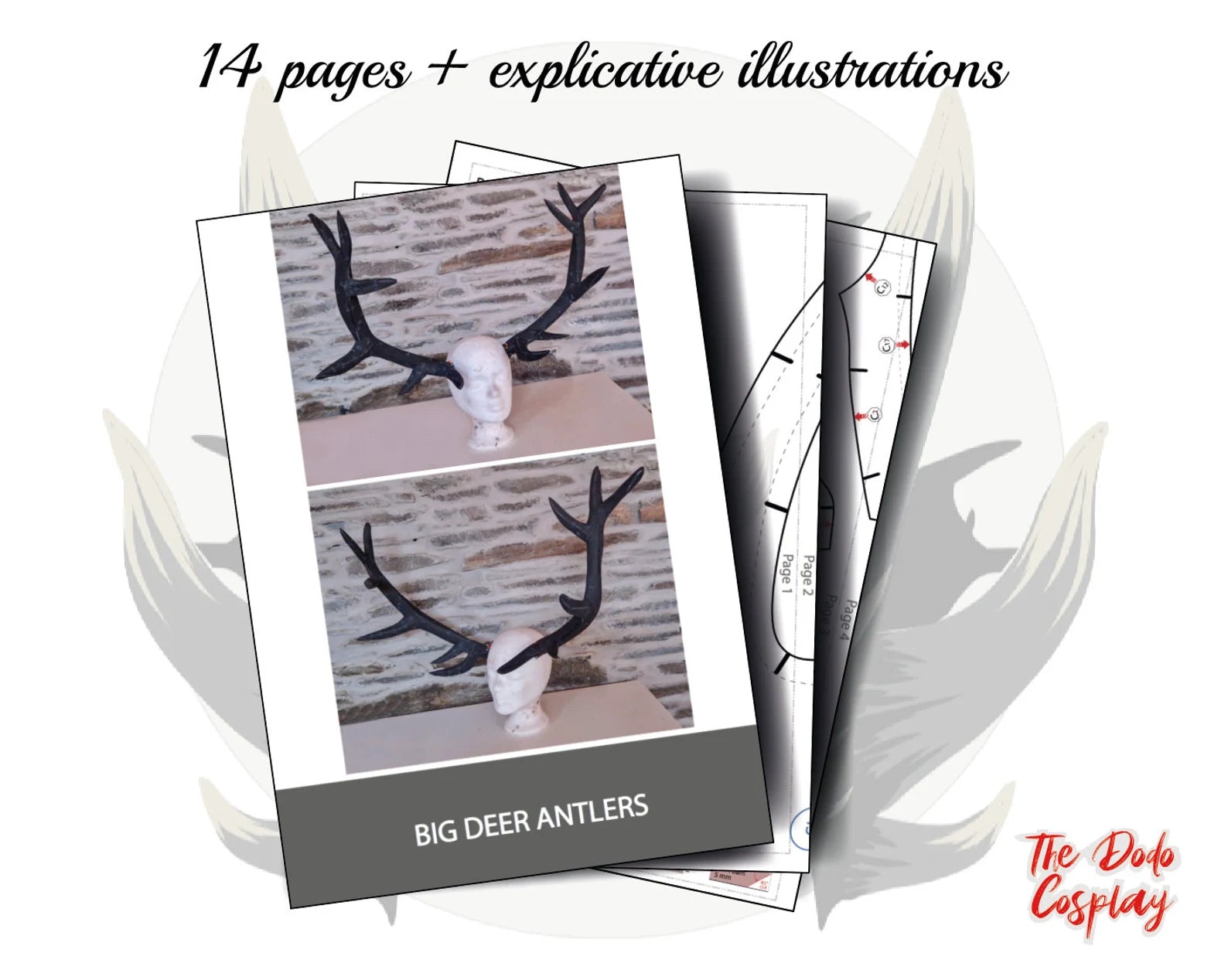 Nombre de pages du patron PDF grands bois de cerf – tutoriel complet pour création d’accessoires 