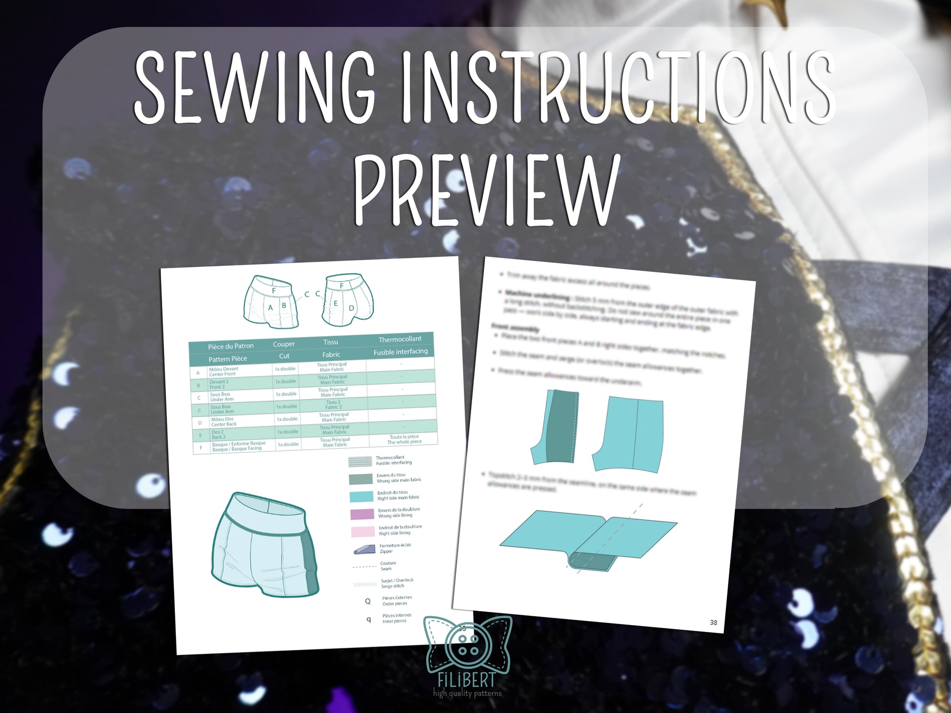 Patron Cosplay PDF - Short et haut blanc scène Kpop - Filibert Patterns - vue 5
