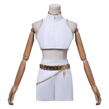 Tenue blanche Rumi Kpop Demon Hunter vue de face cosplay idol