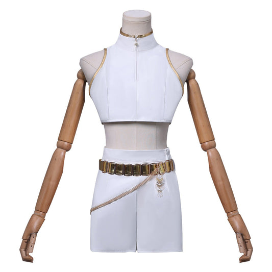 Tenue blanche Rumi Kpop Demon Hunter vue de face cosplay idol