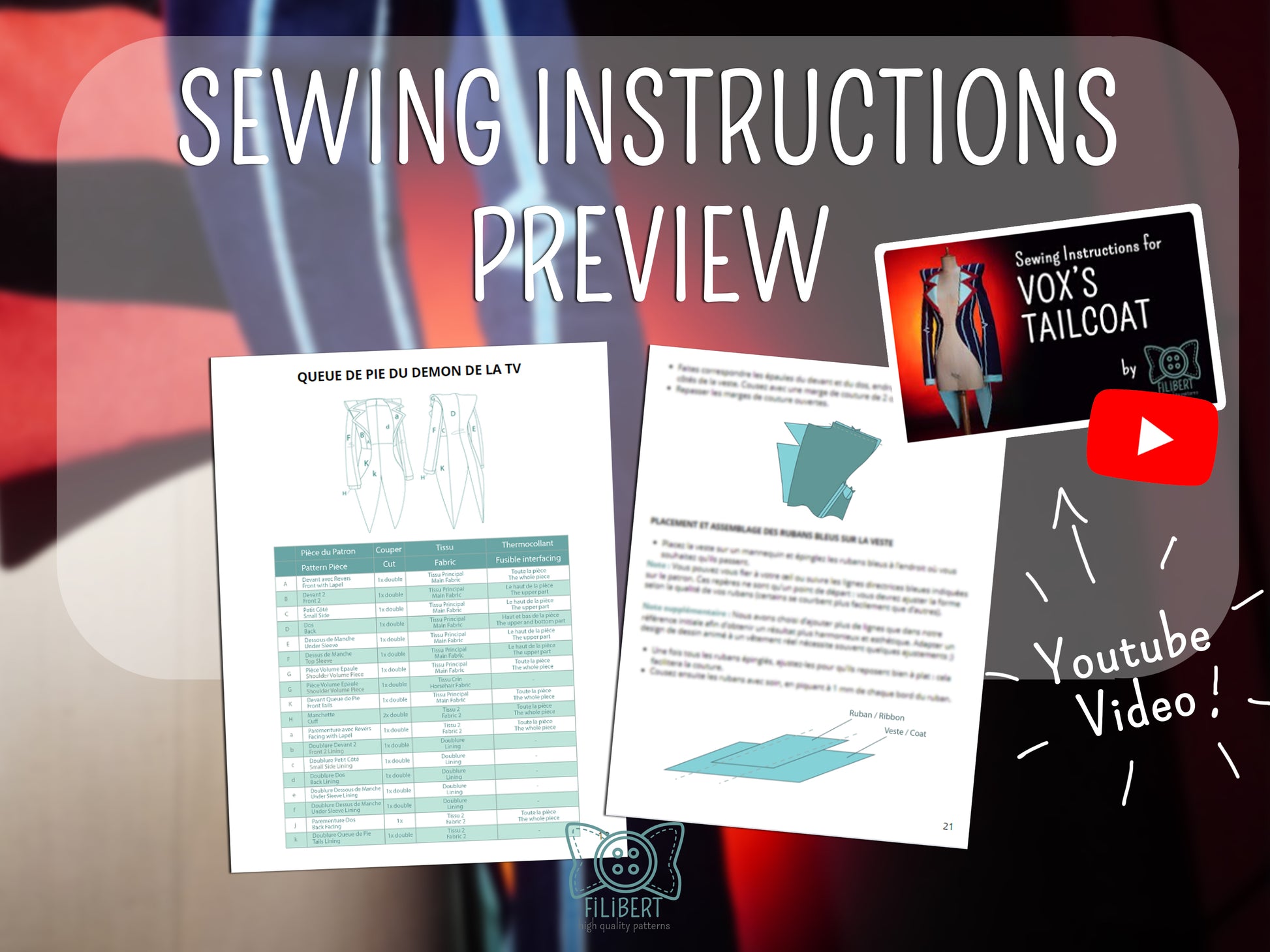 Patron Cosplay PDF - Veste Démon TV - Filibert Patterns - vue 6