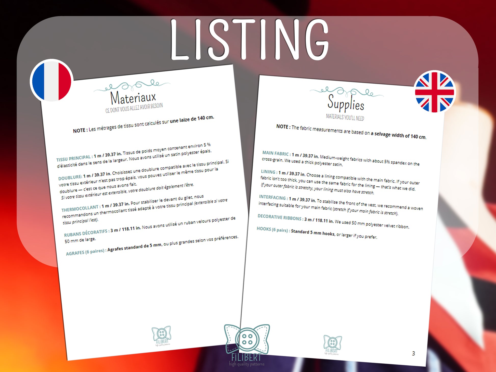 Patron Cosplay PDF - Gilet Démon TV - Filibert Patterns - vue 6