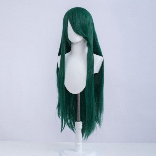 Long wig 100 cm - Dark green - Long bangs