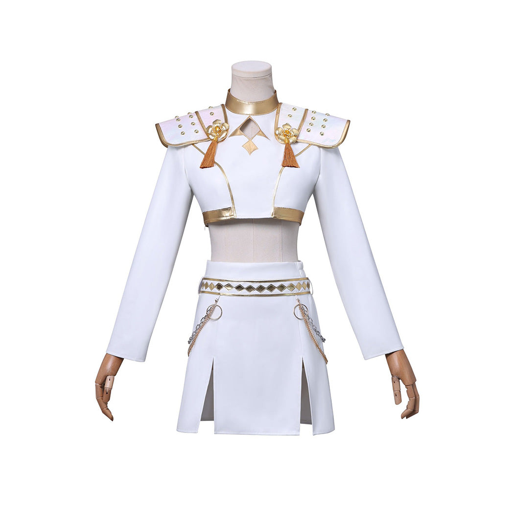 Tenue blanche Zoey Kpop Demon Hunter vue de face cosplay idol