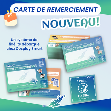 carte de remerciement et de fidélité cosplay smart