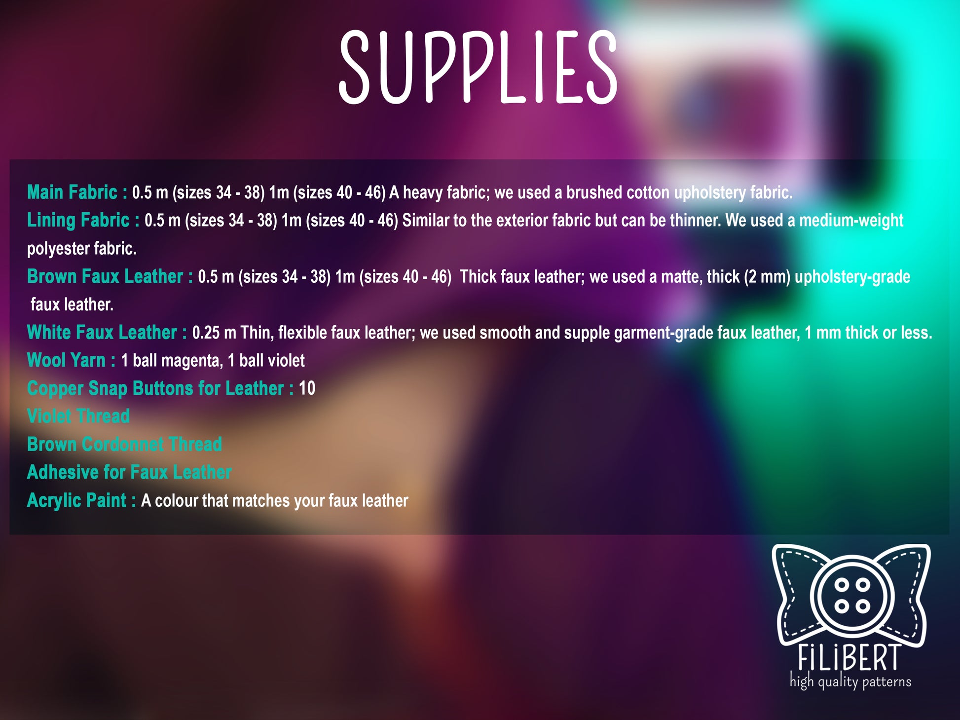 Liste des fournitures nécessaires pour capuche cosplay inspirée Jinx