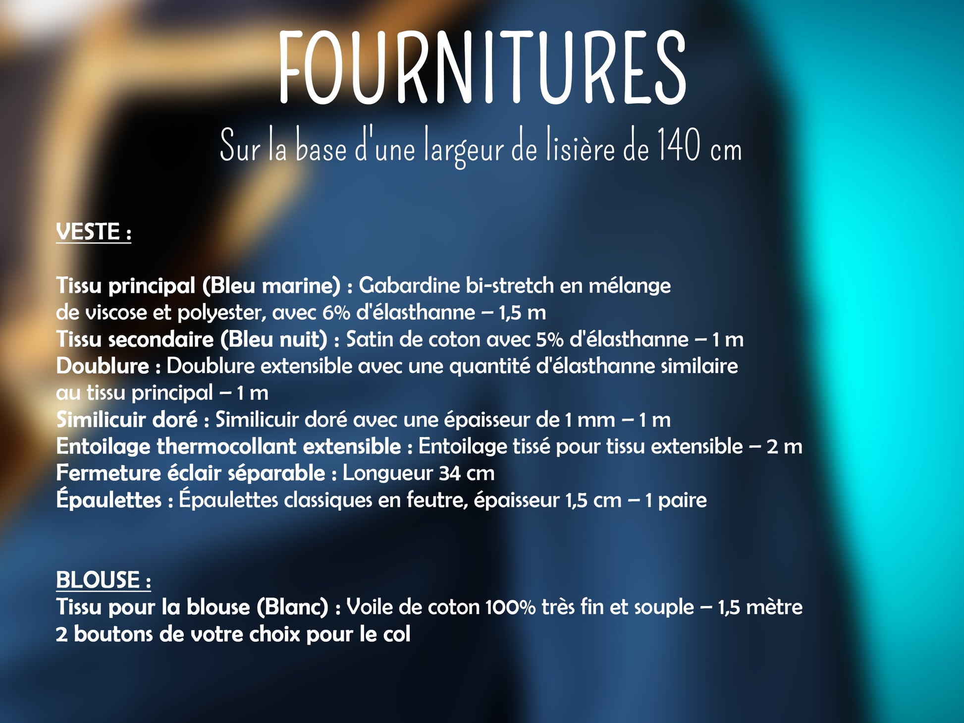 Liste des fournitures veste et blouse Caitlyn Arcane
