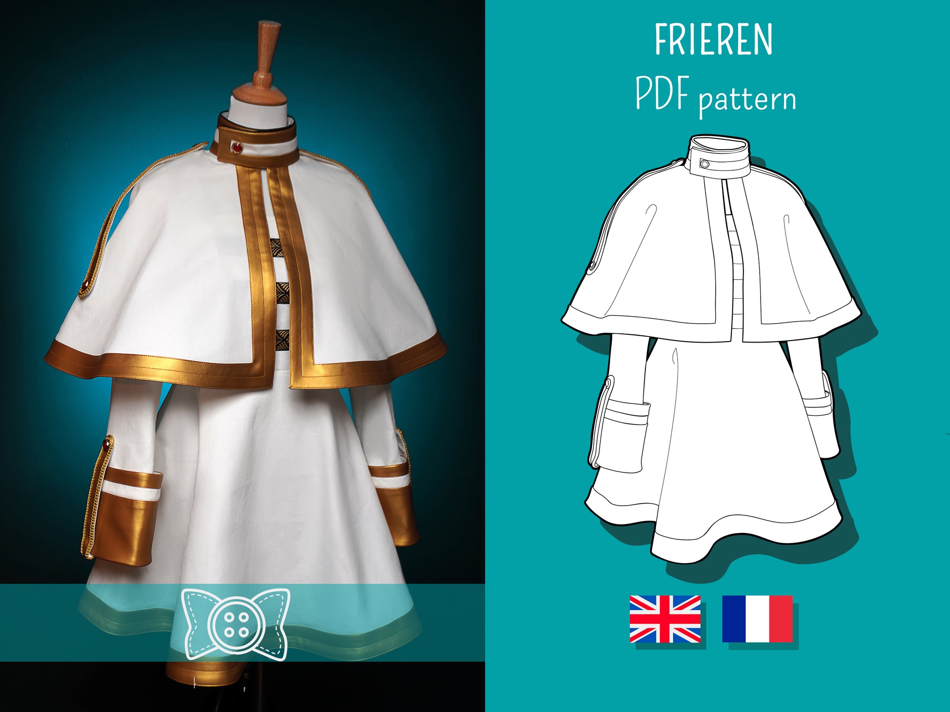 Patron Cosplay PDF - Jupe et capeline blanche - Filibert Patterns - vue 1