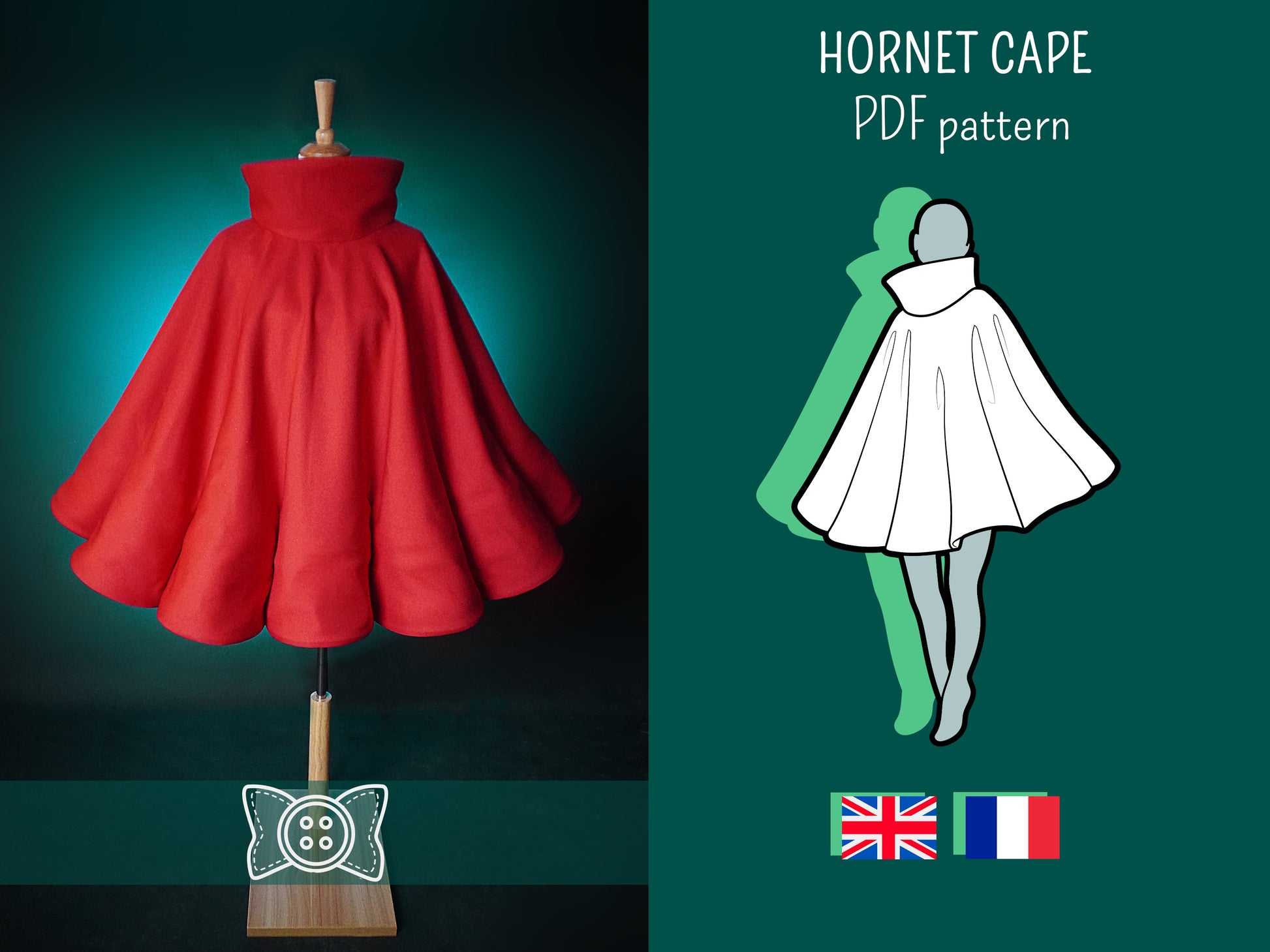 Patron Cosplay PDF - Cape plis infinis - Filibert Patterns - vue 1