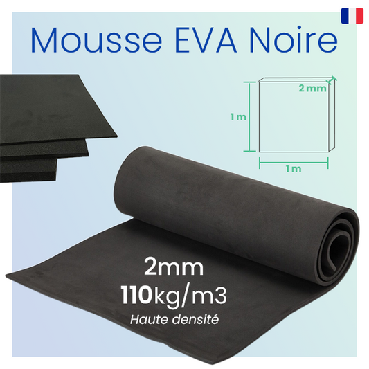 Mousse EVA 2mm - 110kg/m3 - Haute densité - 1m x 1m