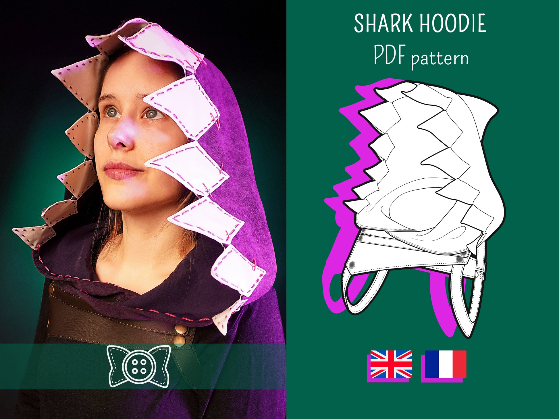 Patron cosplay capuche inspirée Jinx avec harnais amovible PDF