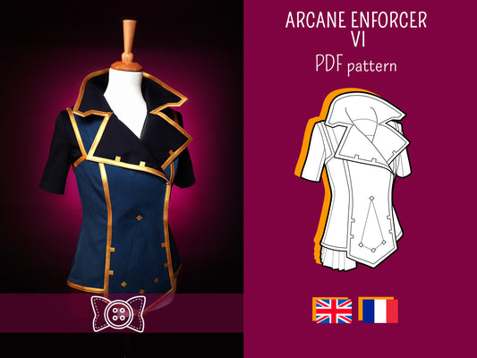 Patron cosplay Arcane Vi veste militaire ajustée PDF