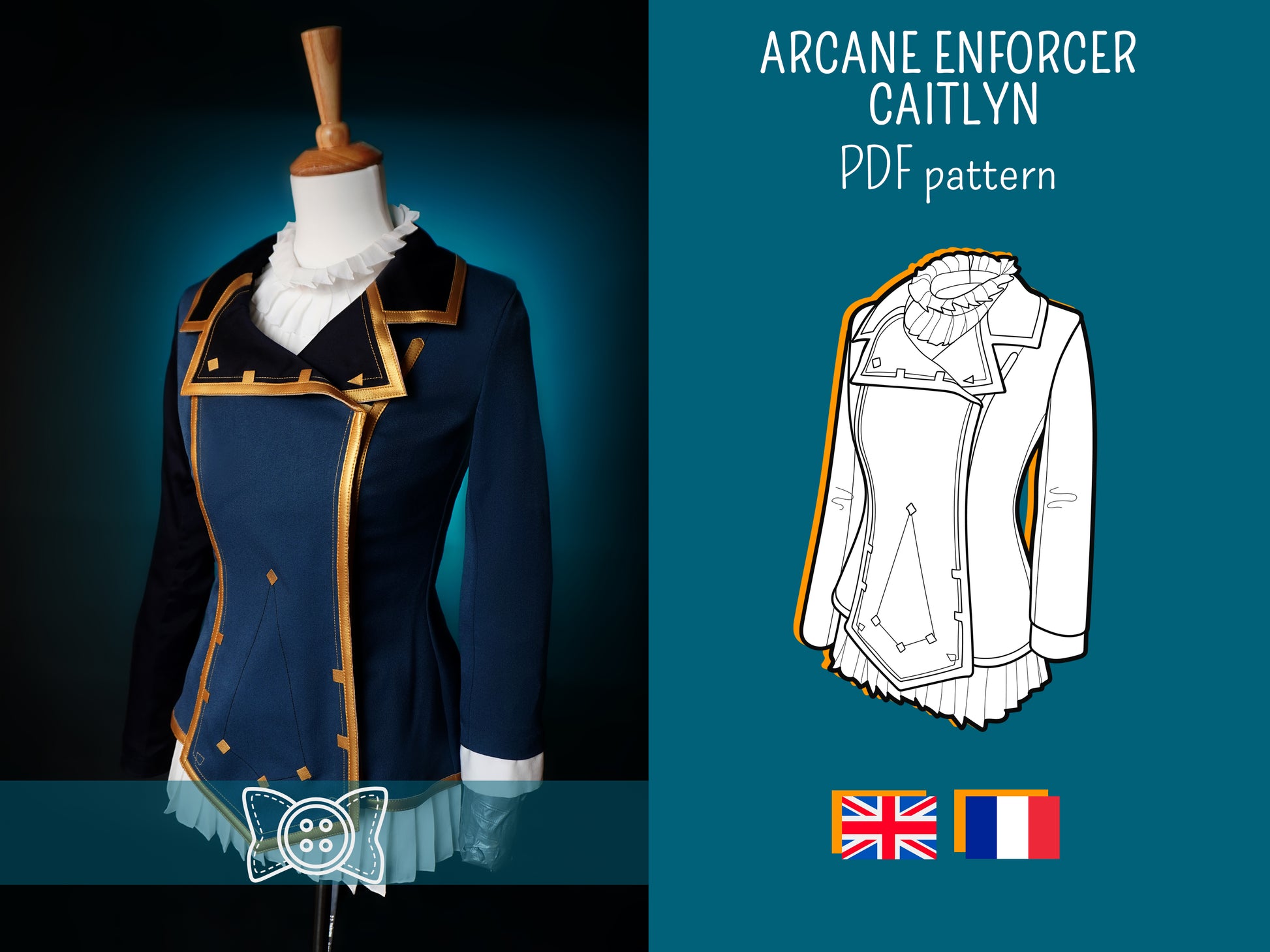Patron cosplay Caitlyn Arcane uniforme Enforcer veste et blouse