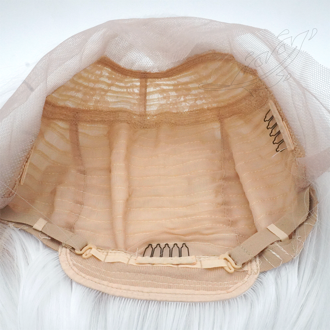 Perruque Lacefront 100 cm Blanche – vue du bonnet lace front