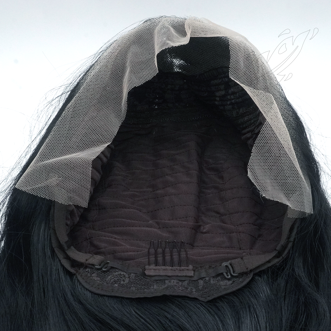 Perruque Lacefront 100 cm Noire – vue du bonnet lace front