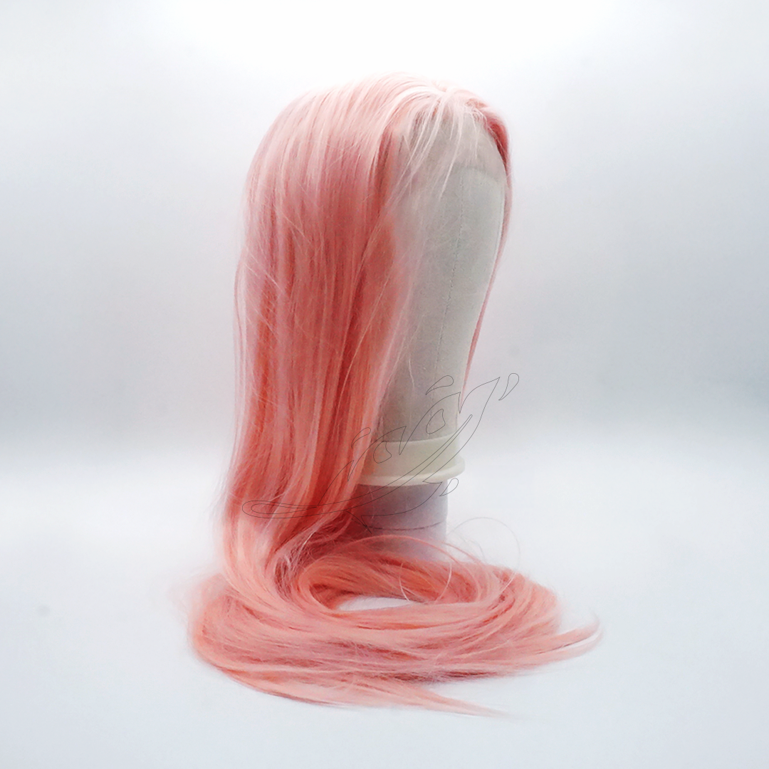 Perruque Lacefront 100 cm Rose Corail – vue de profil