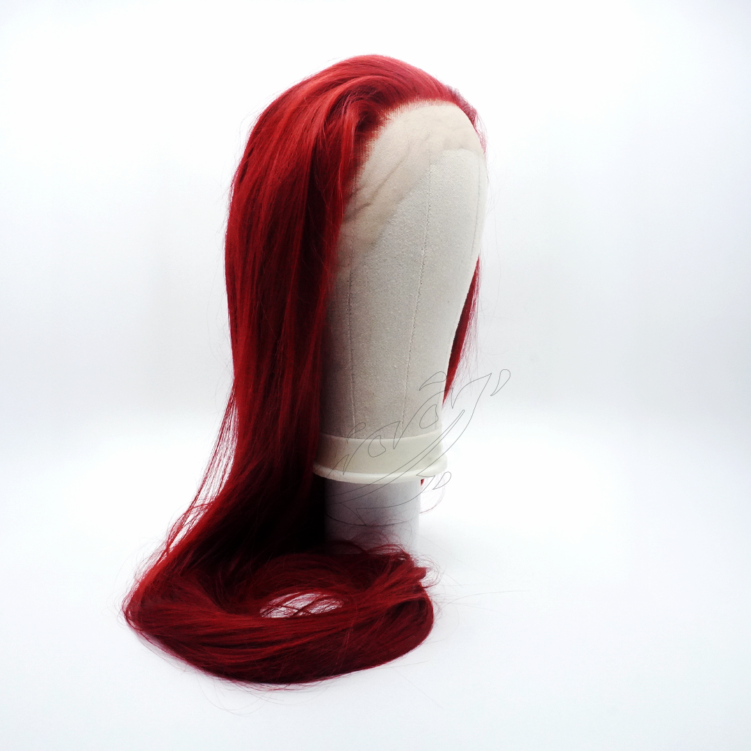 Perruque Lacefront 100 cm Rouge Vin – vue de profil