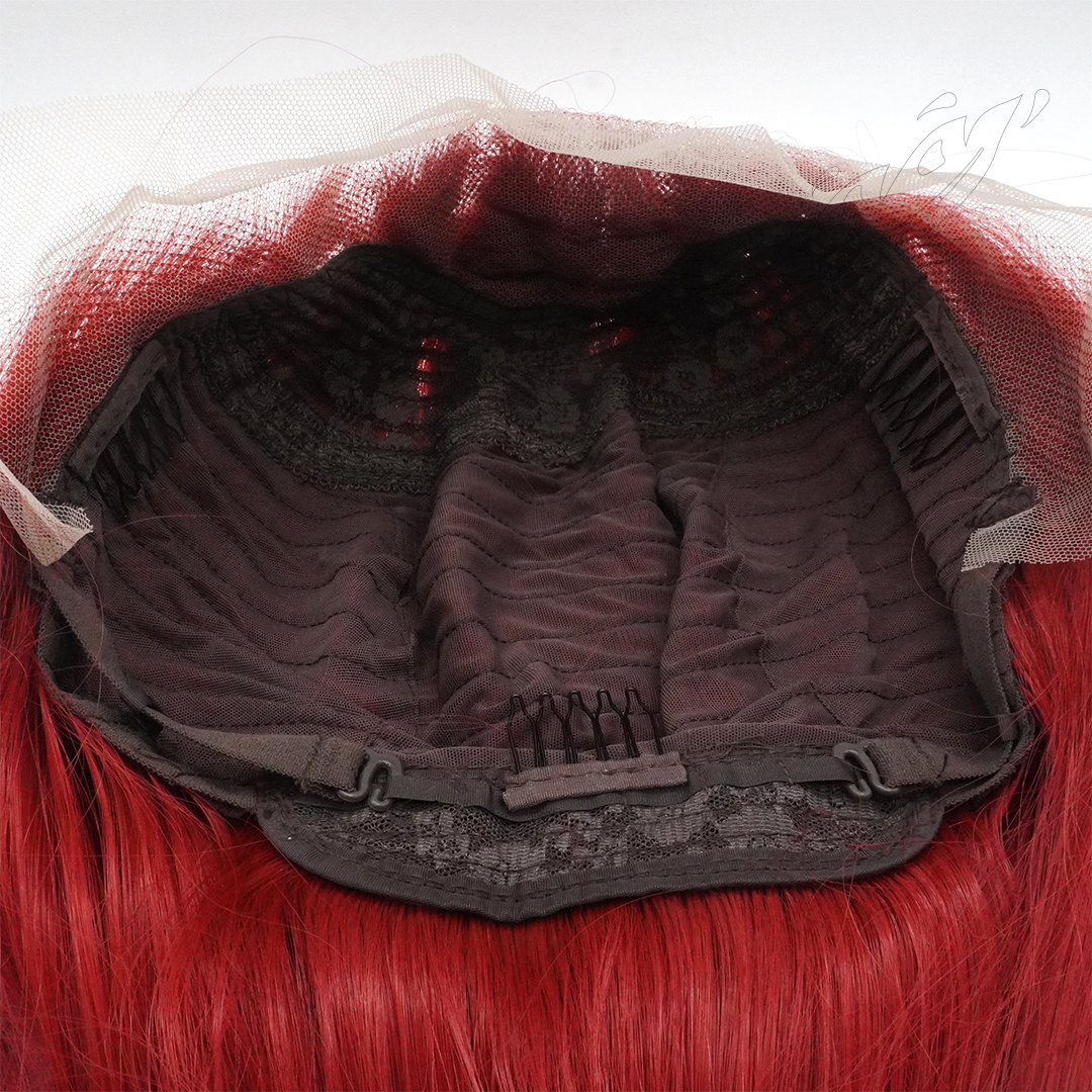 Perruque Lacefront 100 cm Rouge Vin – vue du bonnet lace front