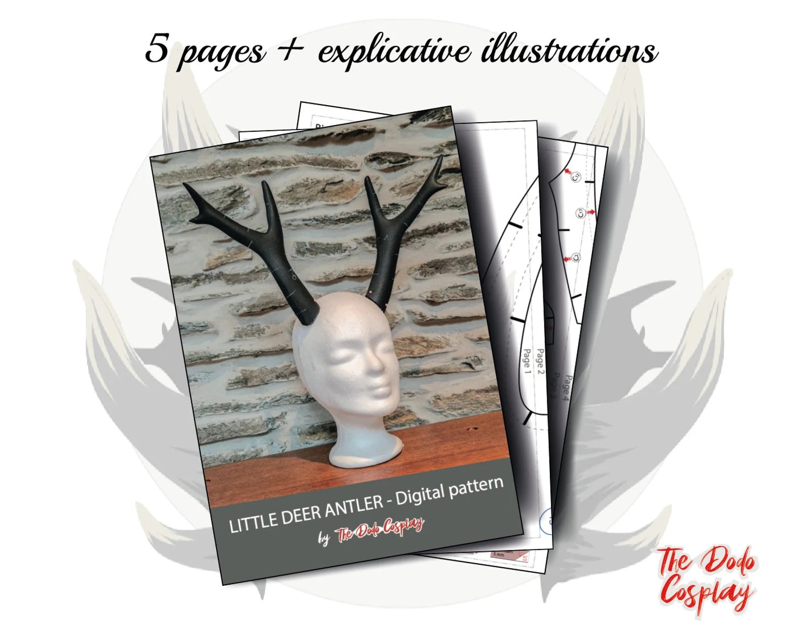 Contenu détaillé du patron petits bois de cerf par TheDodoCosplay – guide PDF pour créateurs