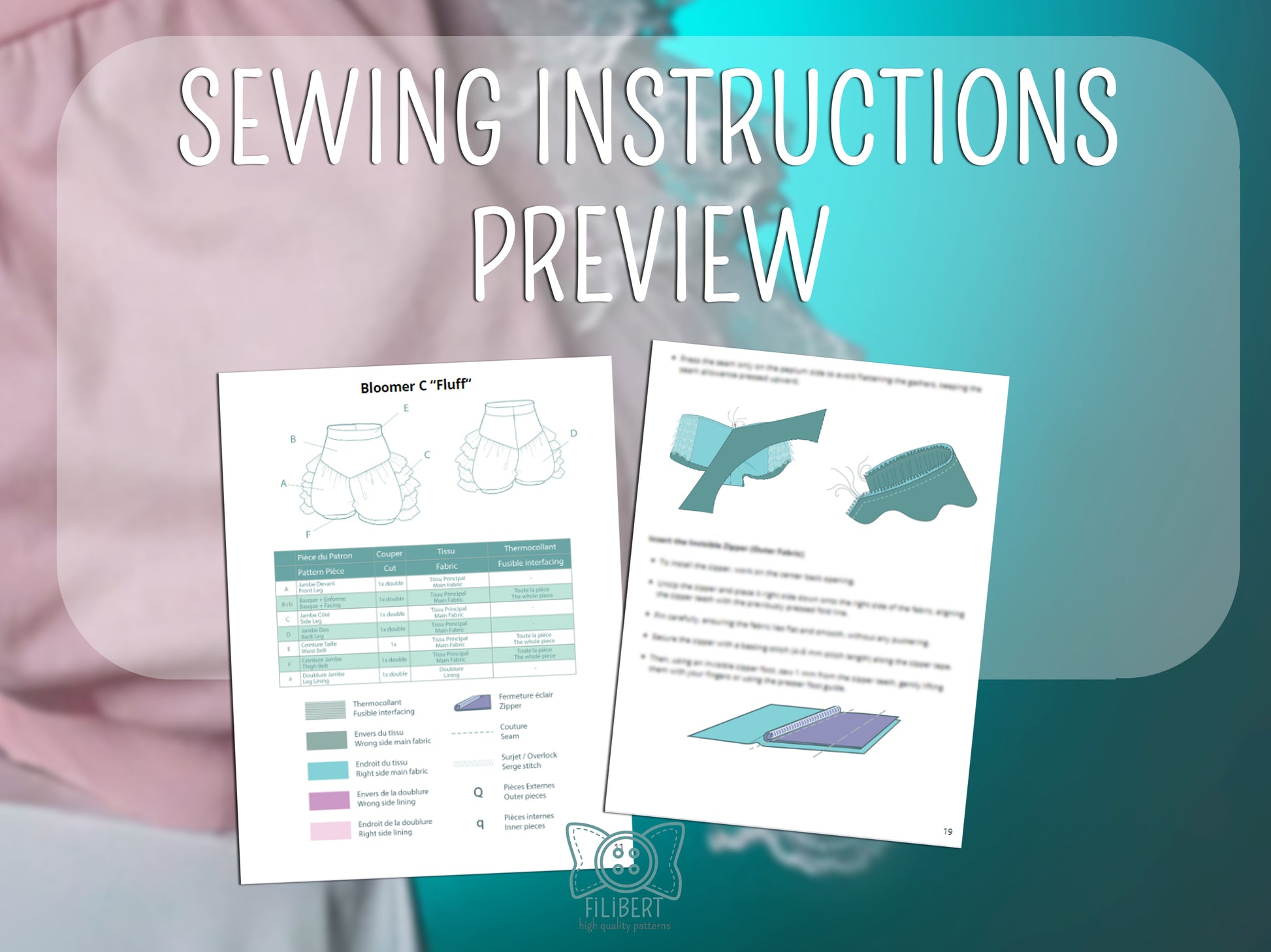 Patron Cosplay PDF - Bloomers Romantique Lolita - Filibert Patterns - vue 3