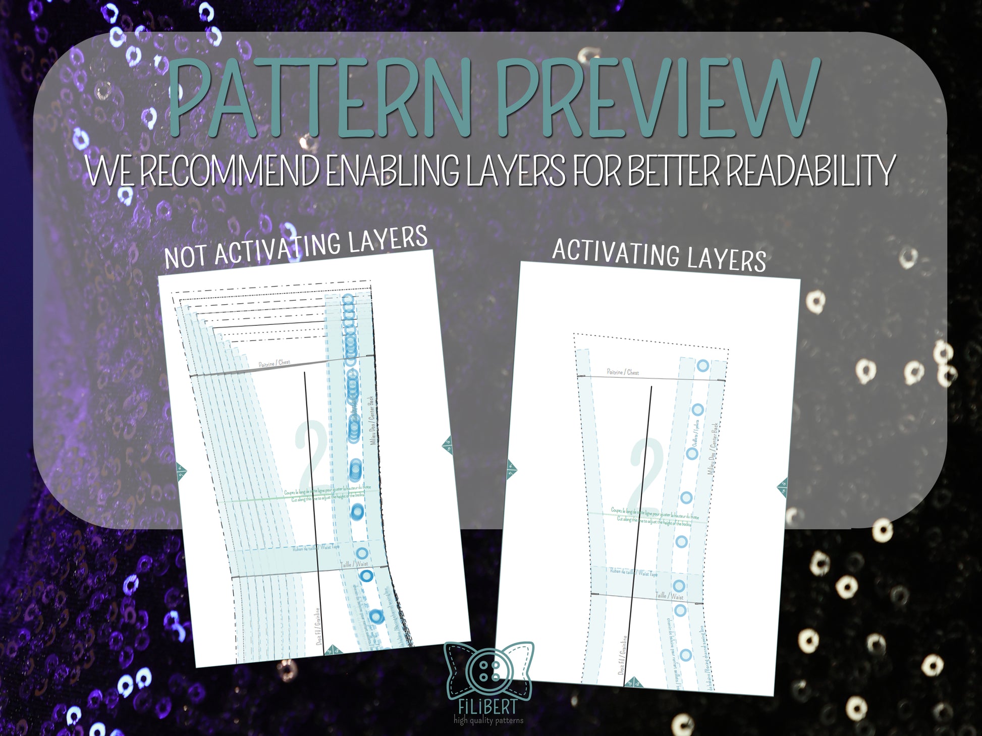 Patron PDF avec calques activables Sabrina Bunny Corset