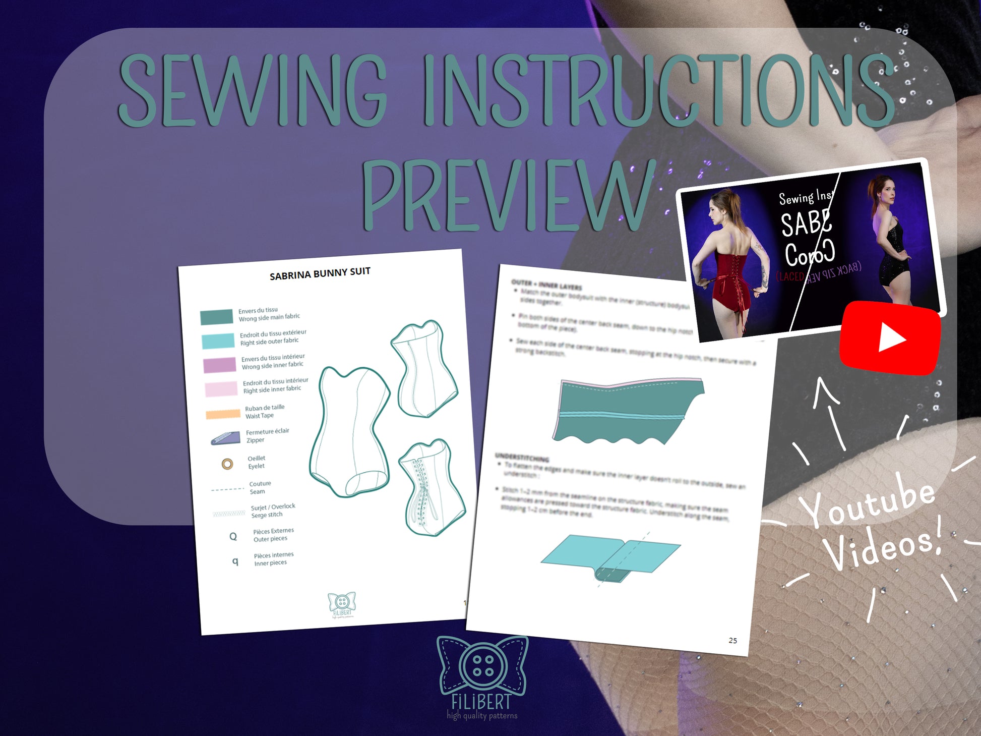 Instructions illustrées patron Sabrina Bunny Corset tutoriel vidéo