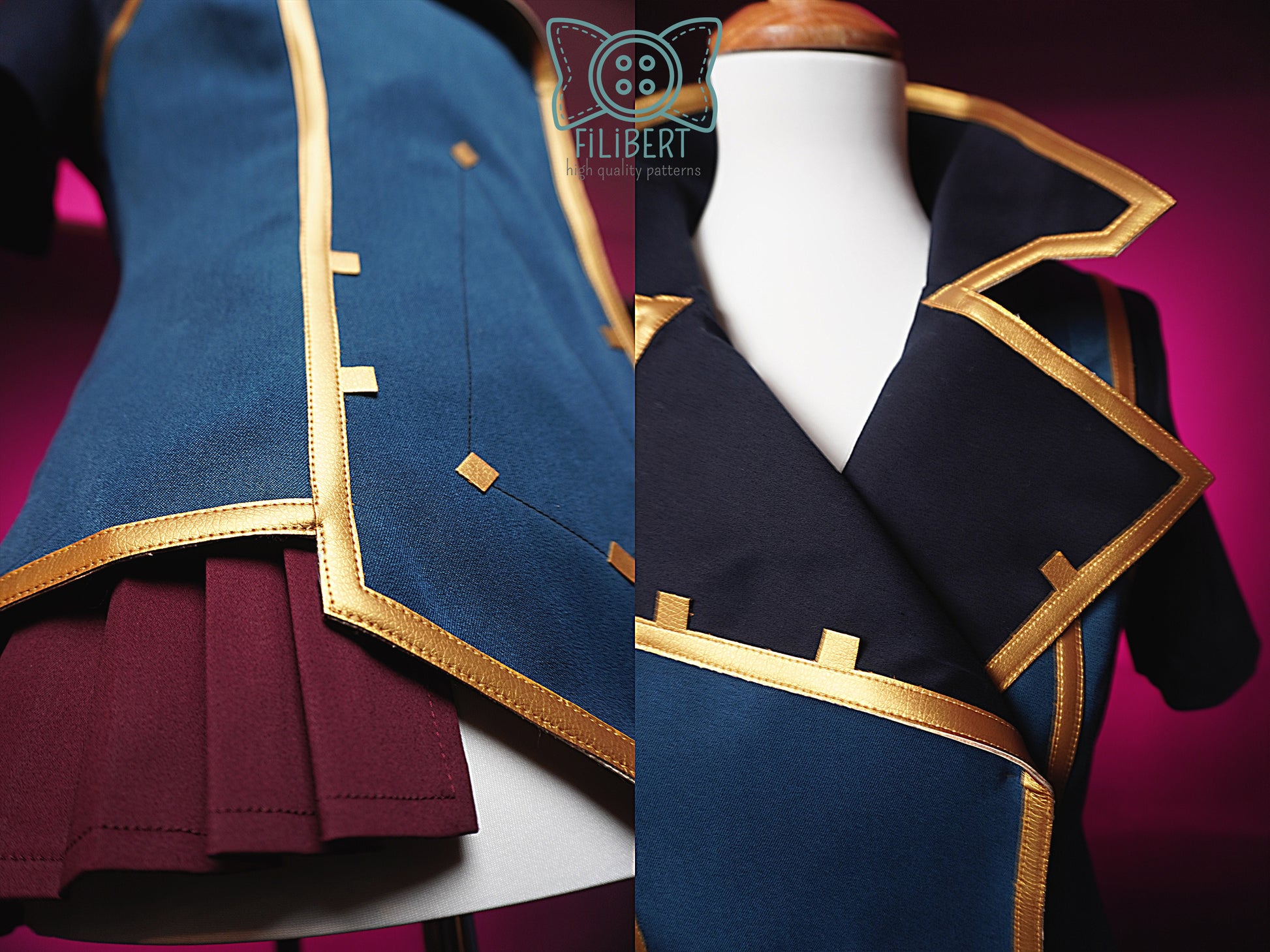 Détail veste Arcane Vi col et bas de la veste