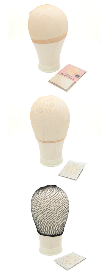 3 tête a perruques avec de wig cap dessus