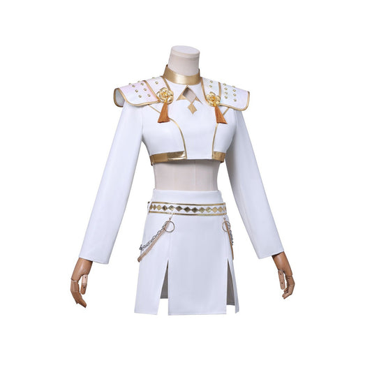 Tenue blanche Zoey Kpop Demon Hunter vue de côté cosplay idol